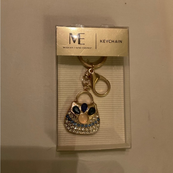 Bling Blue Rhinestone Purse Key Chain with Clip NIB GIFTABLE - Picture 4 of 5